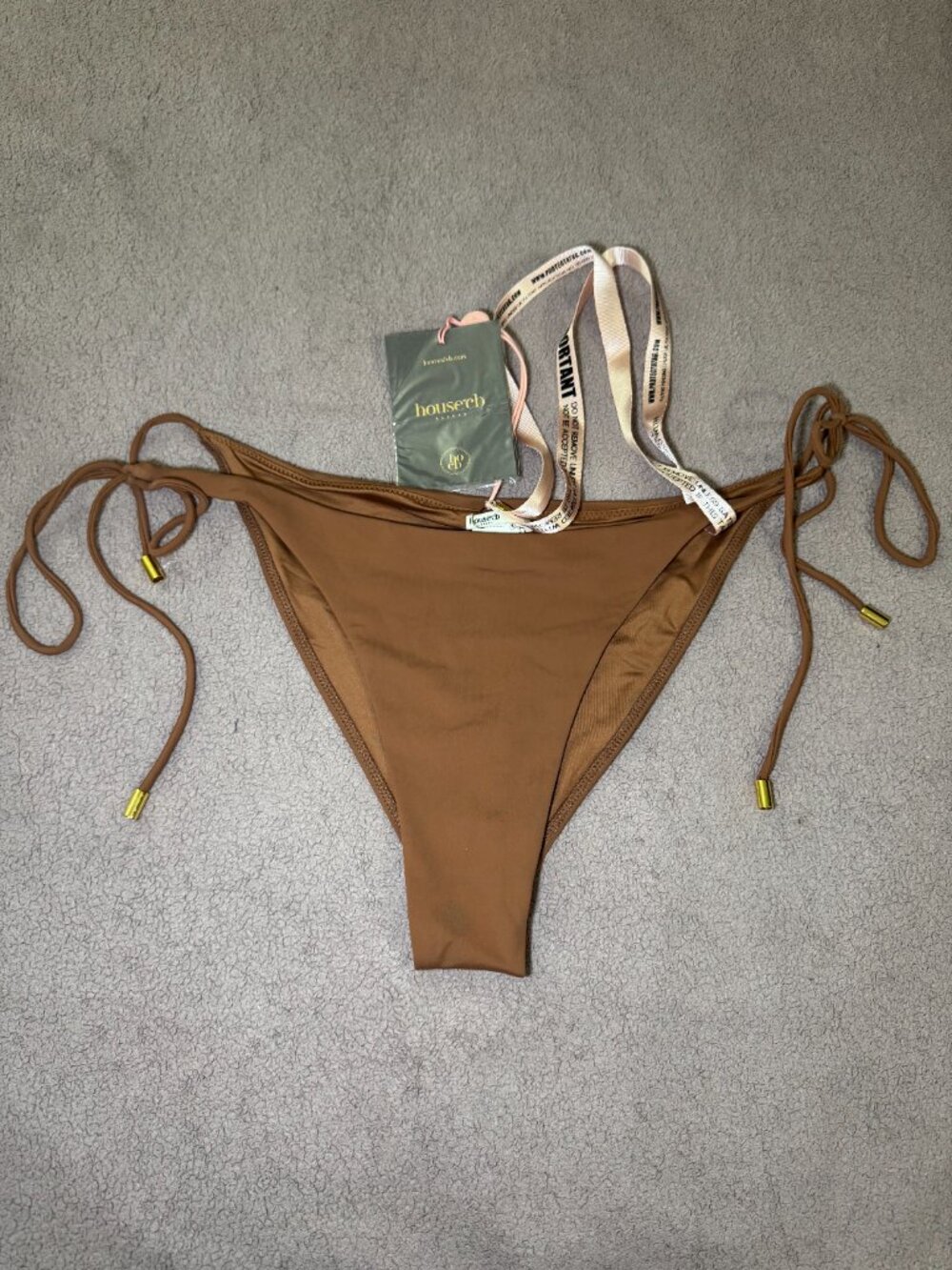 NWT HOUSE OF CB Itsy Bitty Lira Bikini Bottom Brown